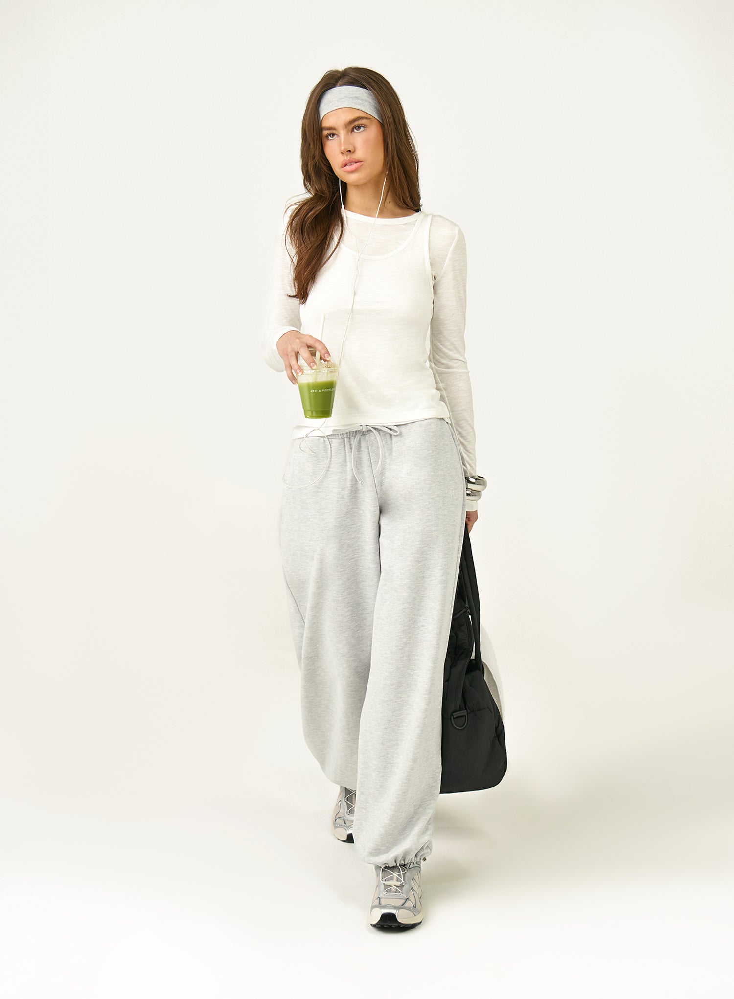 Light Grey Balloon Leg Cotton Jogger